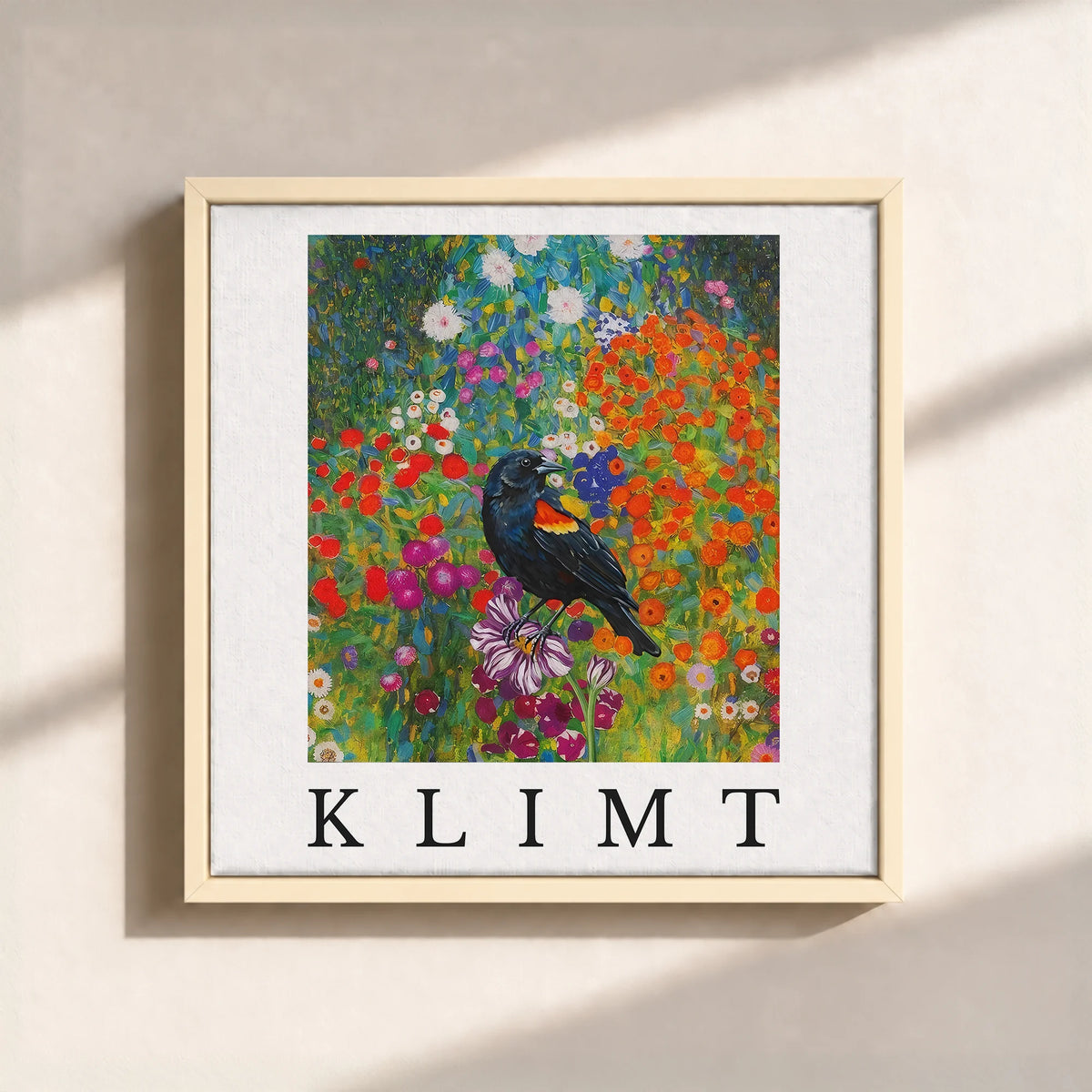 Klimt Blackbird Canvas Print (Framed)