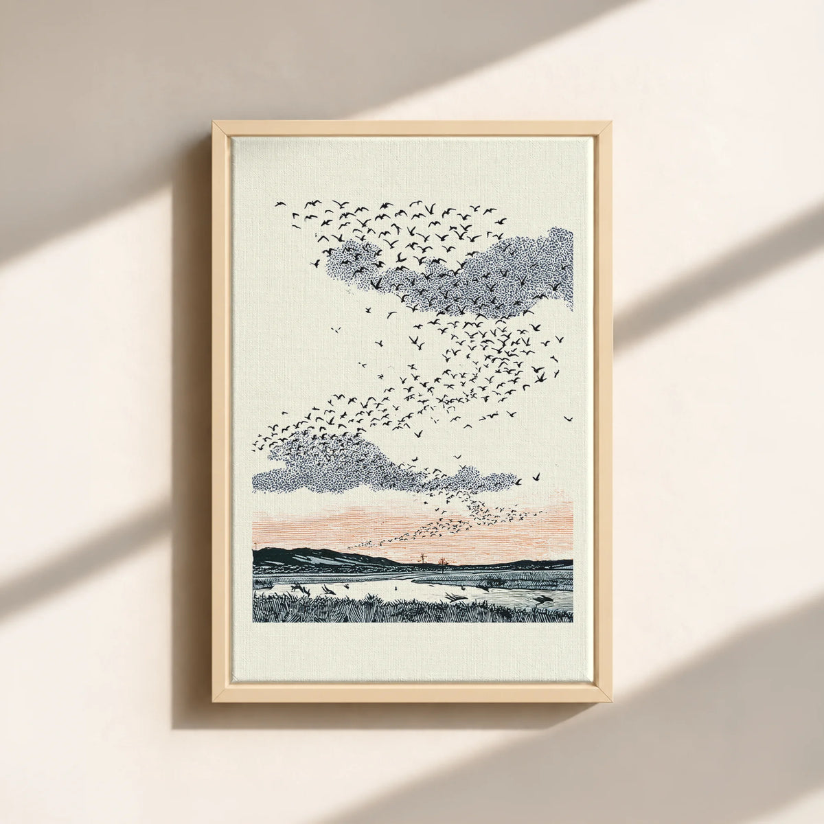 Migrating Wild Ducks Canvas Print (Framed)