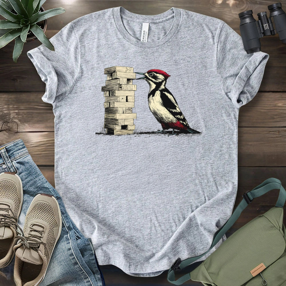 Woodpecker Playing Jenga T-shirt