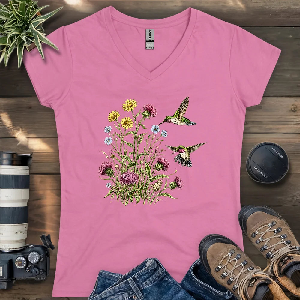 Attracted To Wildflowers Lady V-neck