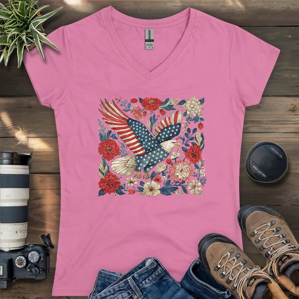 Eagle Of 4th Of July Lady V-neck