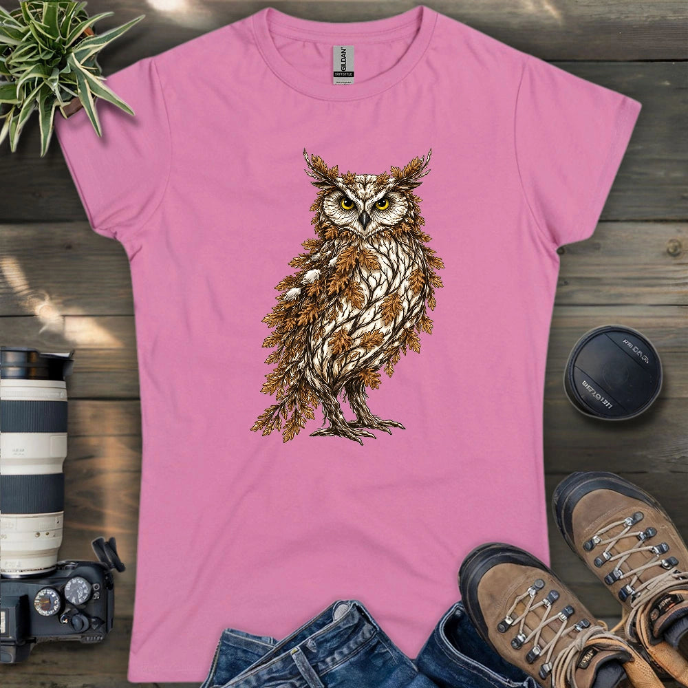Great Horned Owl Made By Leaves Women's T-shirt