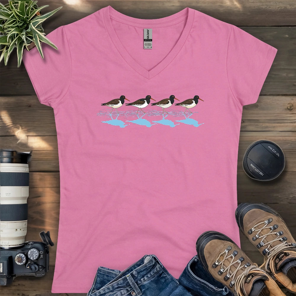 Oystercatchers Walking Lady V-neck