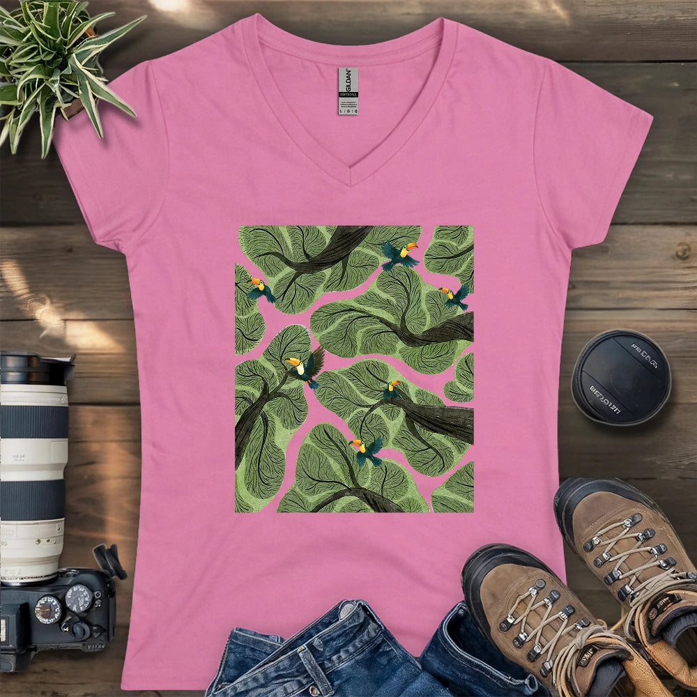 Toucan In Jungle Lady V-neck