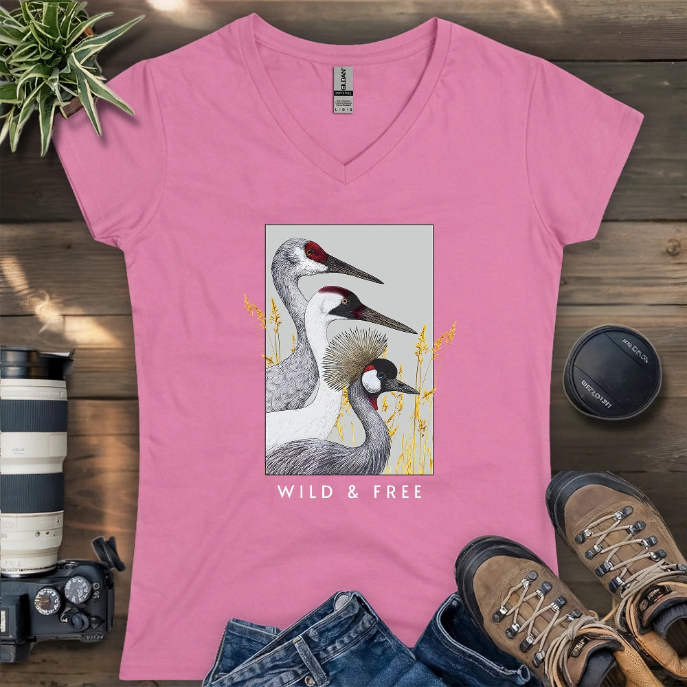 Wild Cranes Must Be Protected Lady V-neck