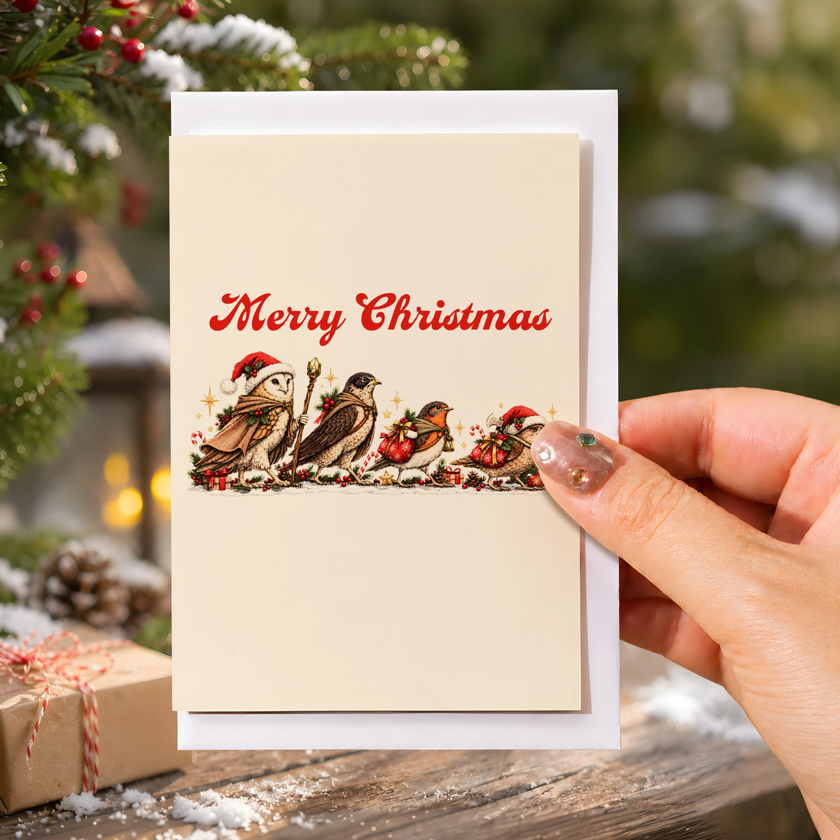 Bird Santa Is Coming Greeting Card