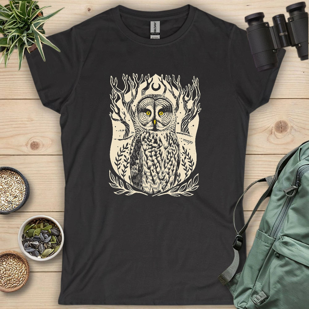 Great Grey Owl Linocut Women's T-shirt