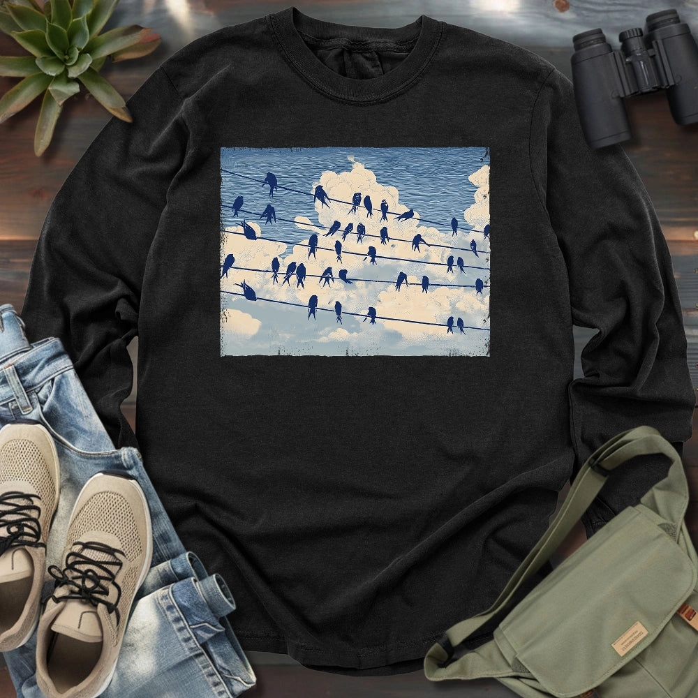 Music Stave On The Sky Long Sleeve T-shirt