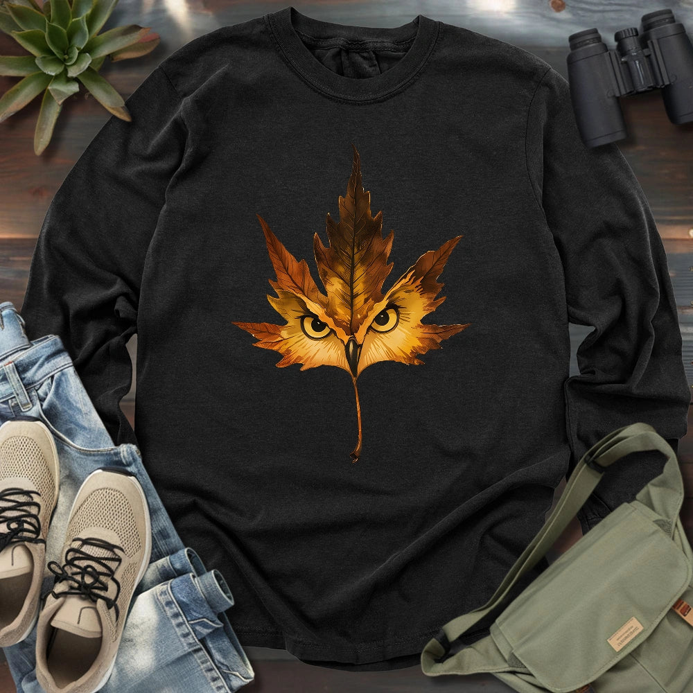 Owl Mapple Leaf Long Sleeve T-shirt