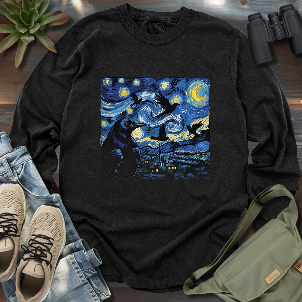 Raven Starry Night Long Sleeve T-shirt