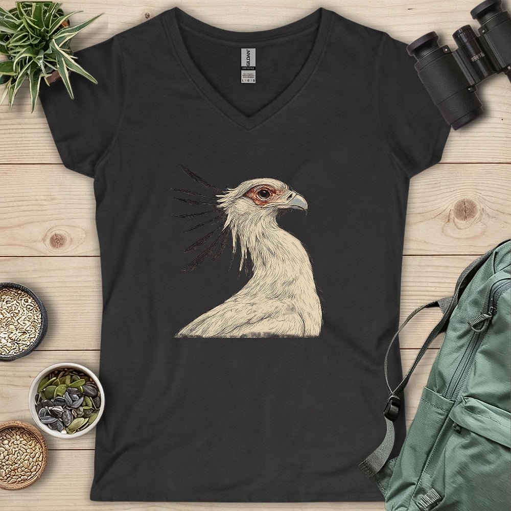 Secretary Bird Sketch Lady V-neck