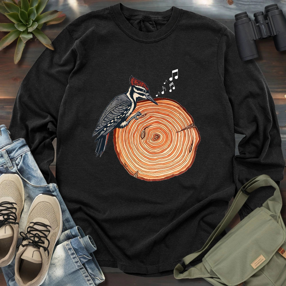 Woodpecker Playing Vinyl Long Sleeve T-shirt