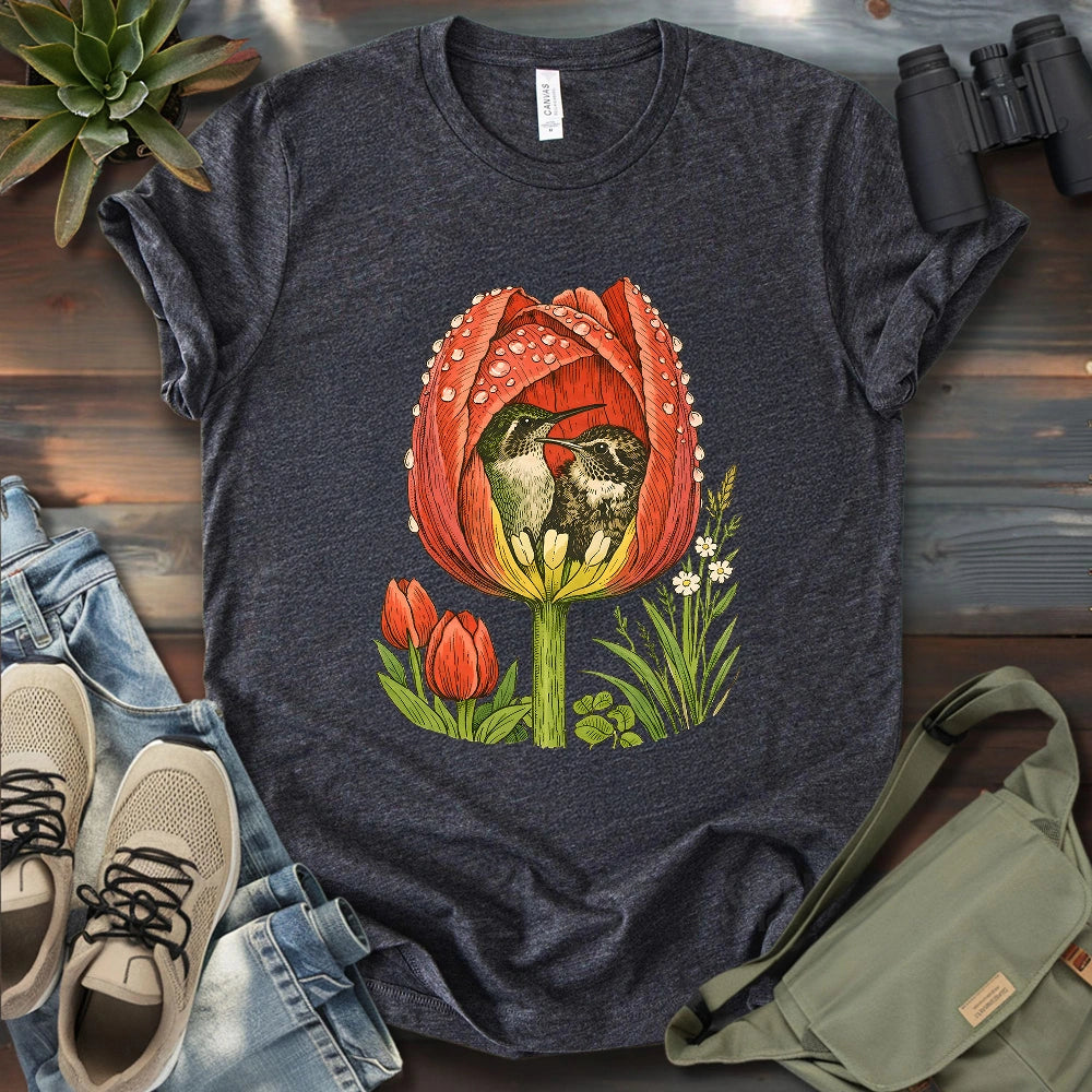 Hummingbirds In A Tulip T-shirt