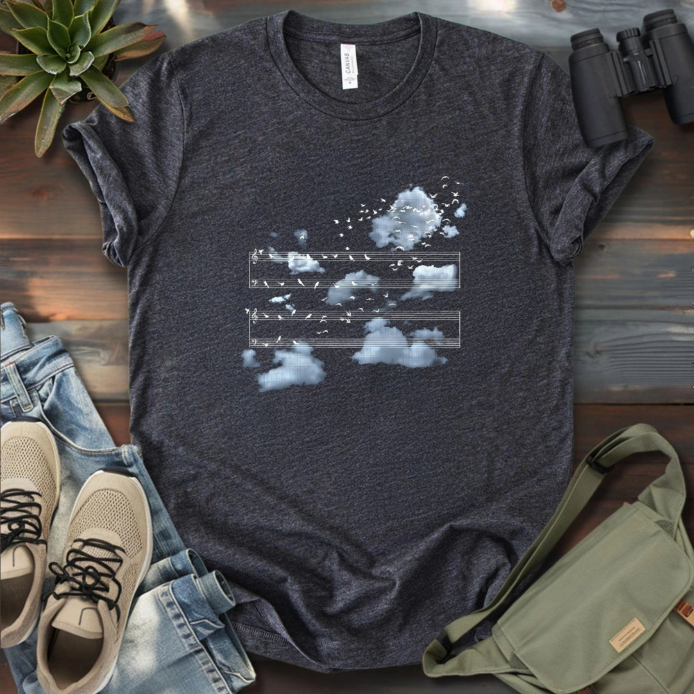Music Stave On The Sky T-shirt
