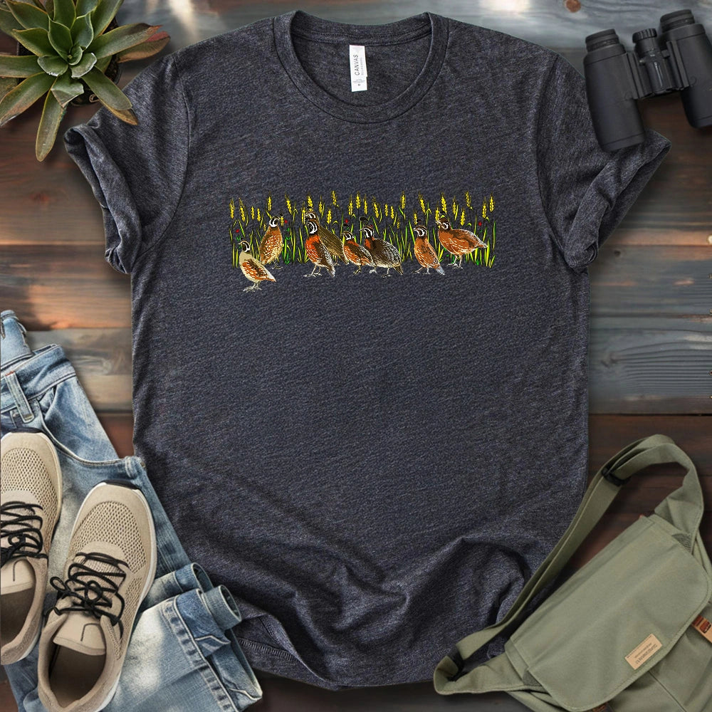 Quails At Wheat Field T-shirt