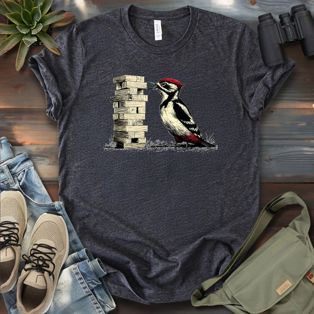 Woodpecker Playing Jenga T-shirt