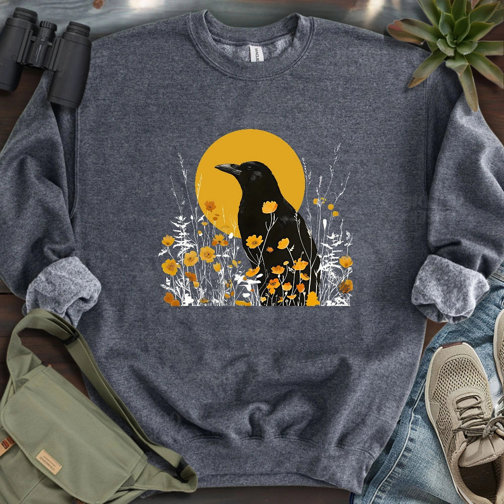 American Crow With Poppies Sweatshirt