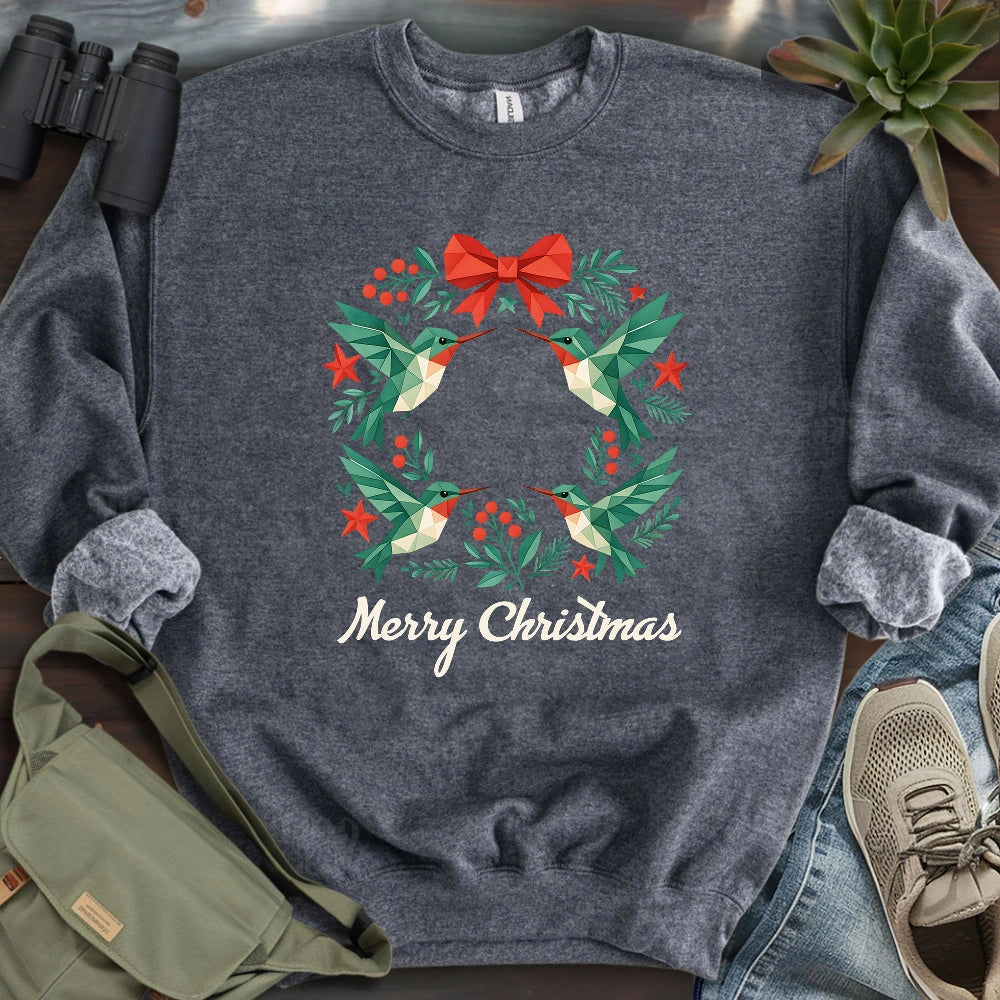 Geometric Hummingbird Wreath Sweatshirt