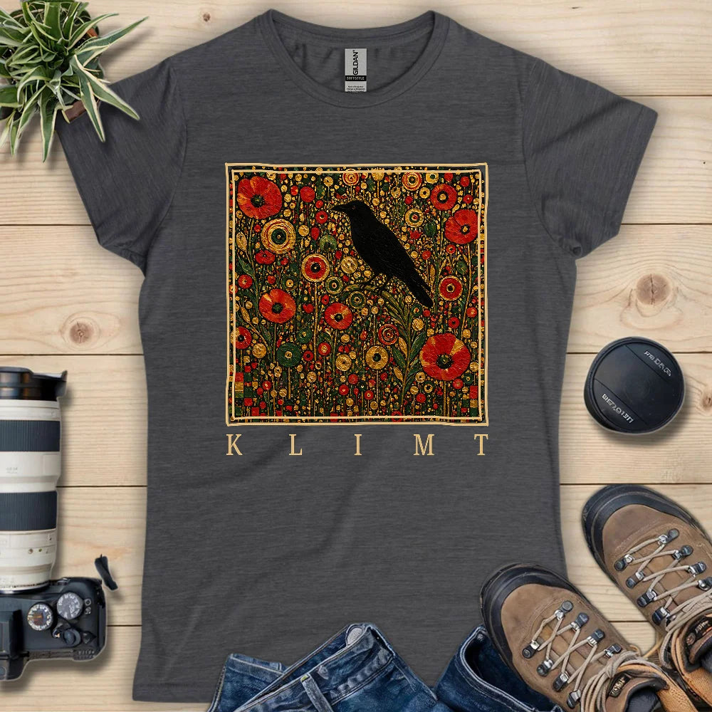 Klimt Raven In Flower Field Women's T-shirt