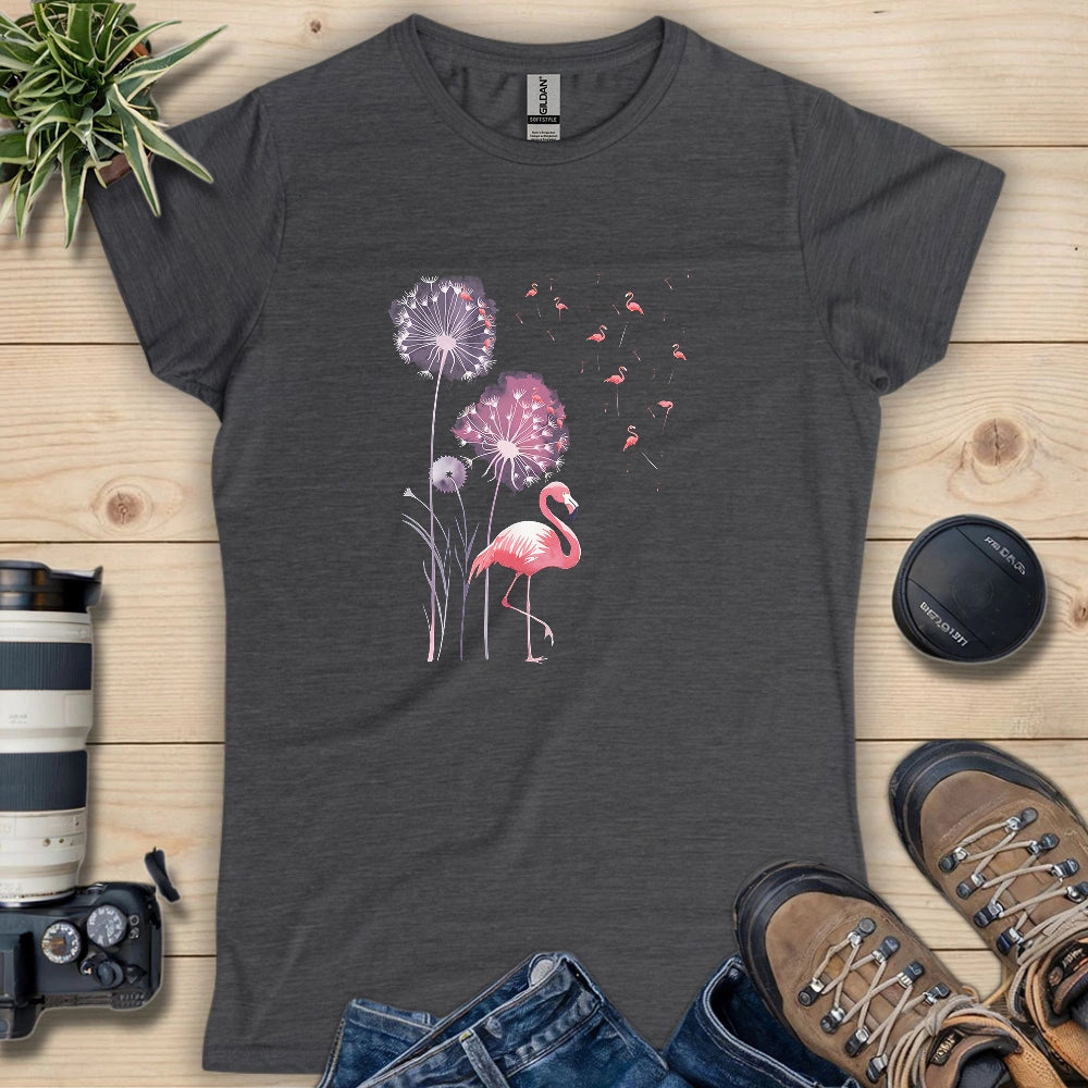 Pink Flamingo Dandelion Women's T-shirt
