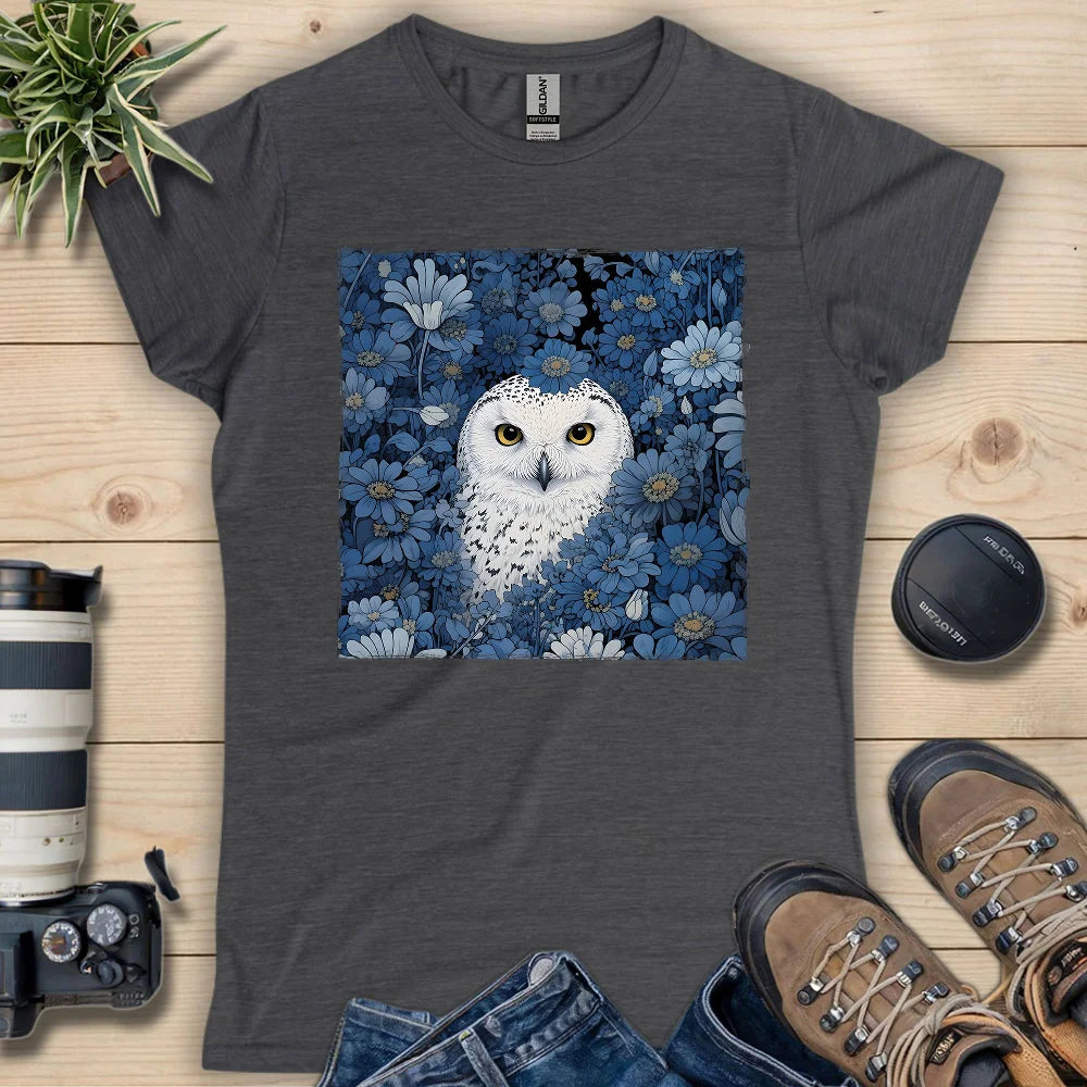 Snowy Owl In Flower Field Women's T-shirt