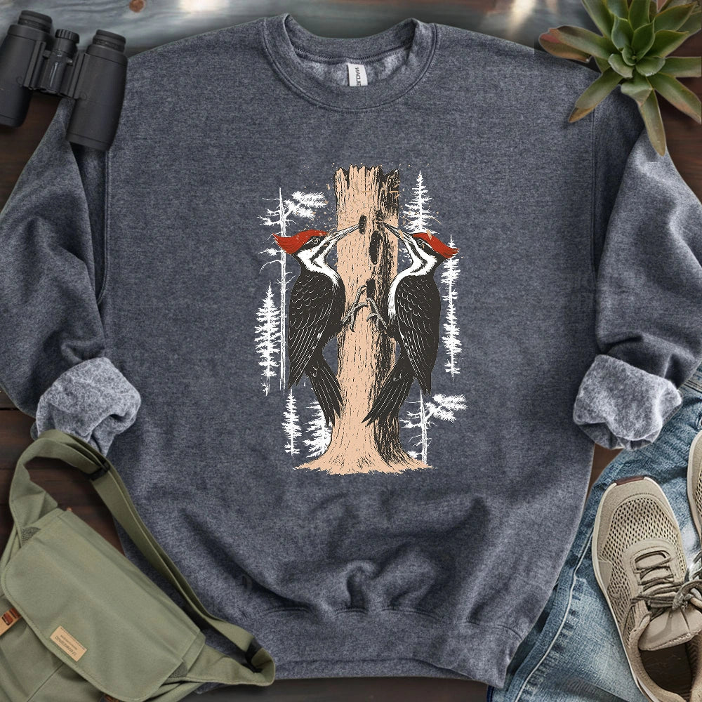 Twin Woodpeckers Drumming Sweatshirt