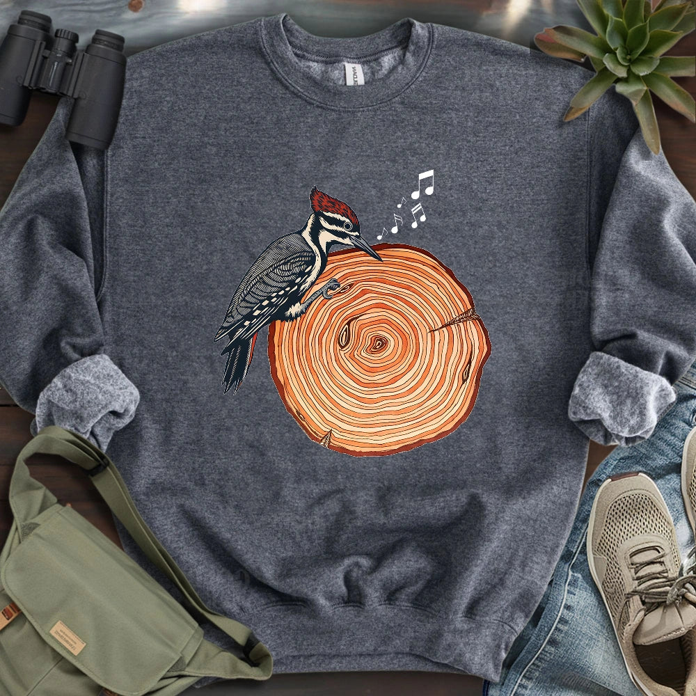 Woodpecker Playing Vinyl Sweatshirt
