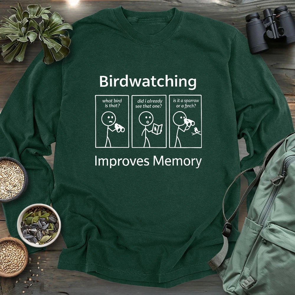 Birdwatching Improve Memory Long Sleeve T-shirt