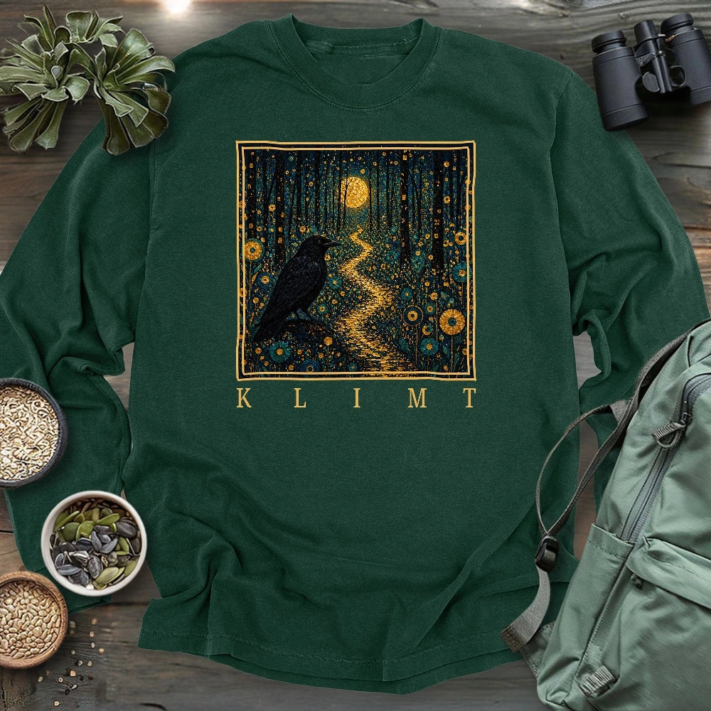 Klimt Crow On Golden Road Long Sleeve T-shirt
