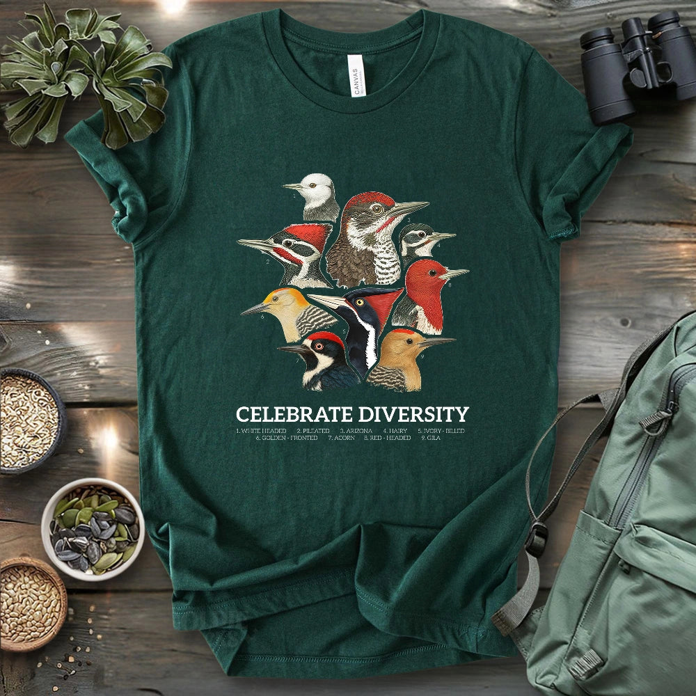 Celebrate Diversity Of Woodpeckers T-shirt