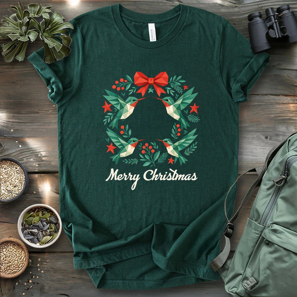 Geometric Hummingbird Wreath T-shirt