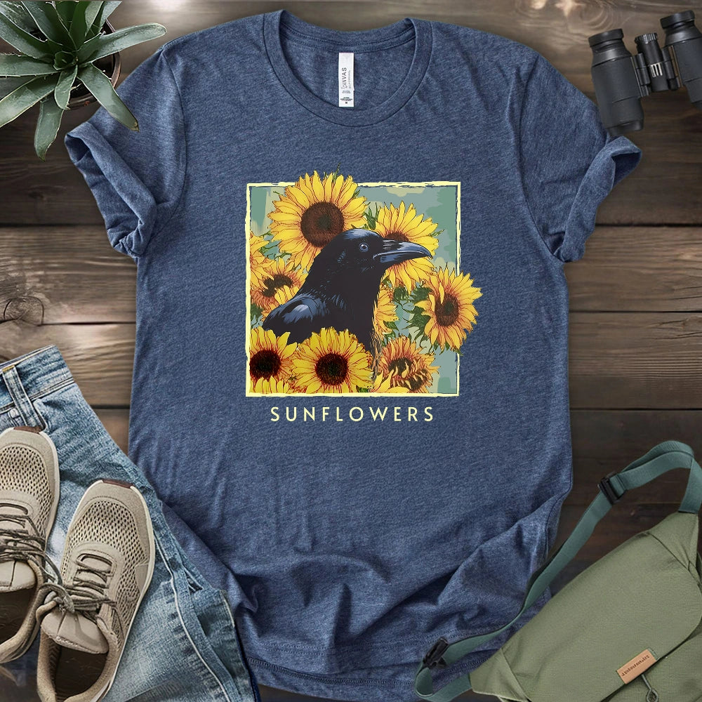 Crow With Sunflowers T-shirt