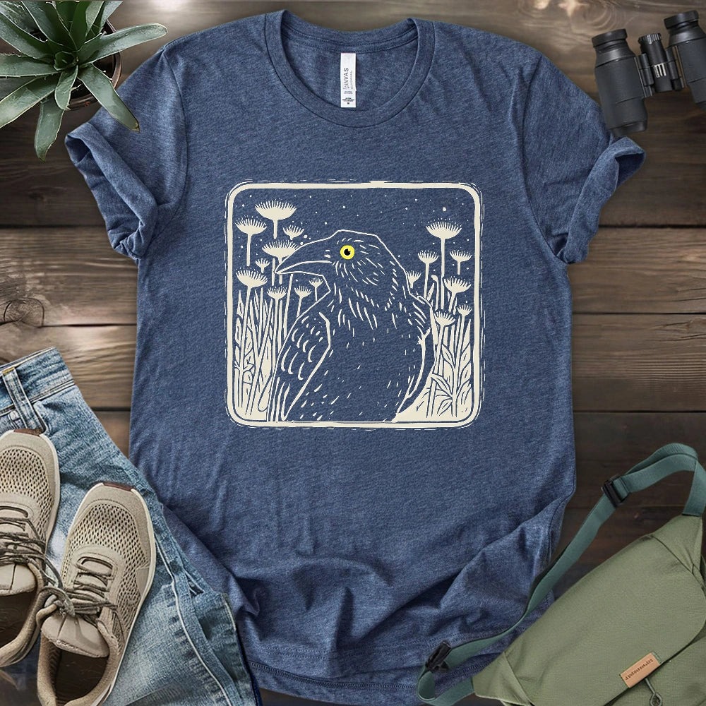 Floral Crow Silhouette T-shirt