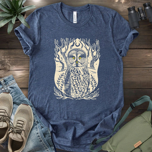Great Grey Owl Linocut T-shirt