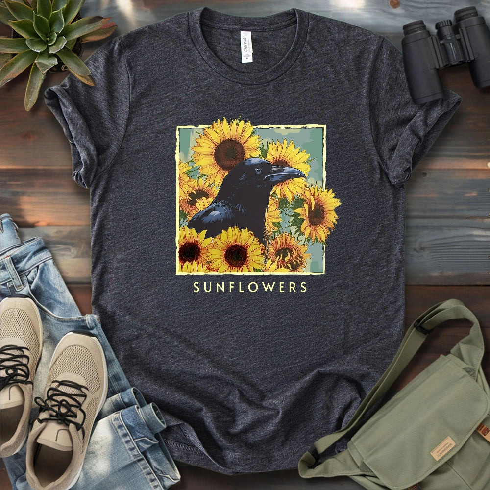 Crow With Sunflowers T-shirt