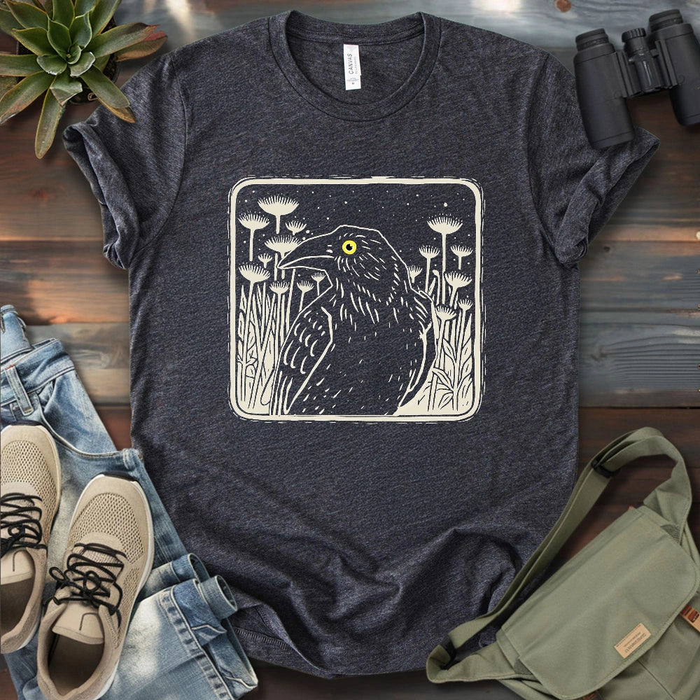 Floral Crow Silhouette T-shirt