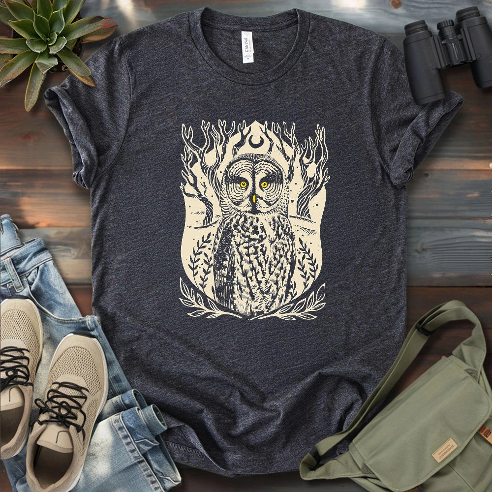 Great Grey Owl Linocut T-shirt