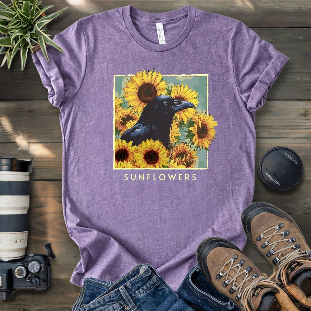 Crow With Sunflowers T-shirt
