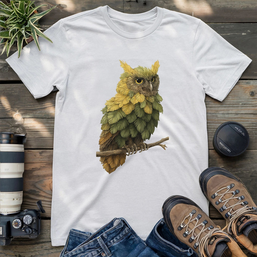 Owl Made By Leaves T-shirt