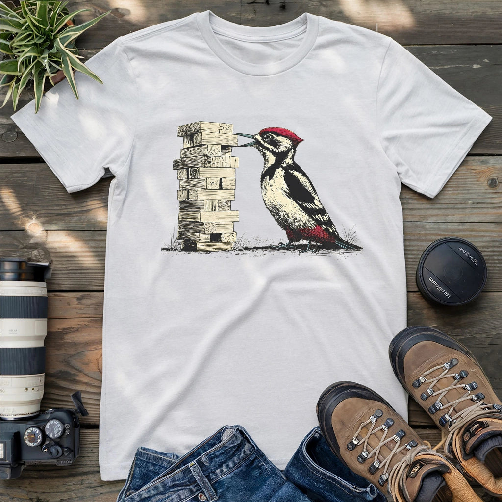 Woodpecker Playing Jenga T-shirt