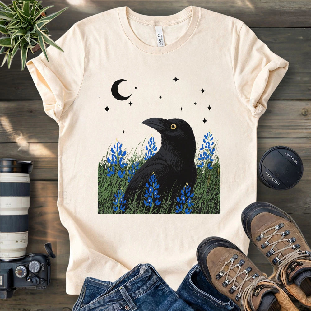 Crow On Bluebonnet Field T-shirt