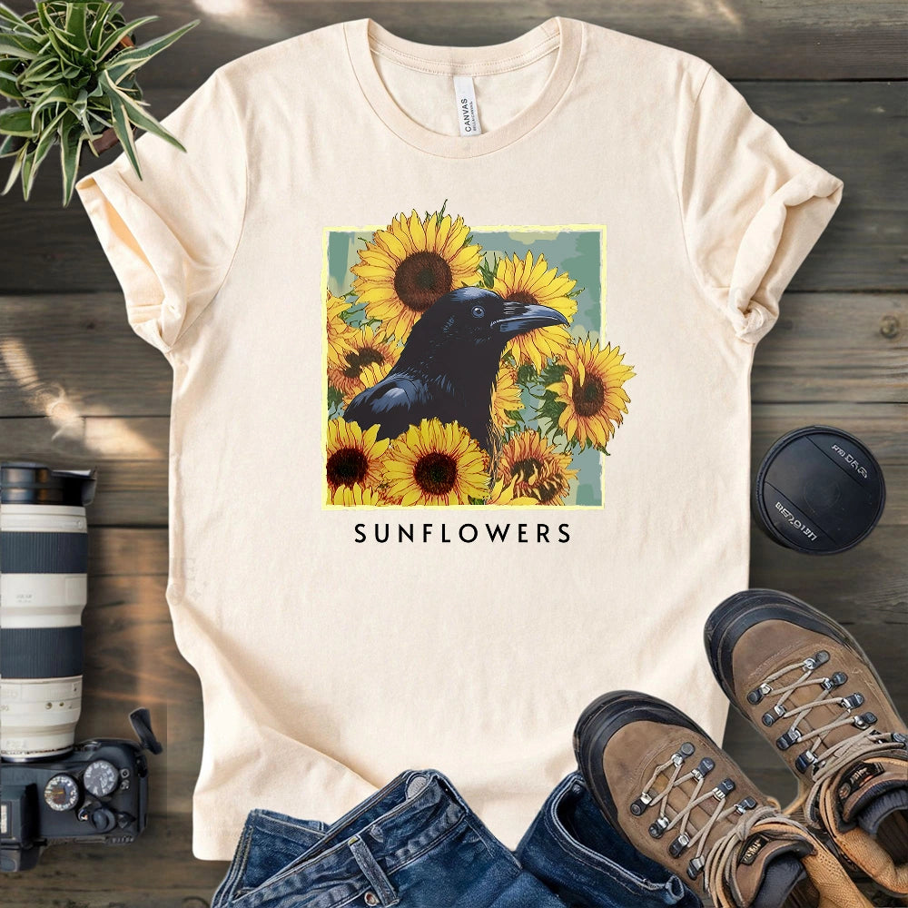 Crow With Sunflowers T-shirt