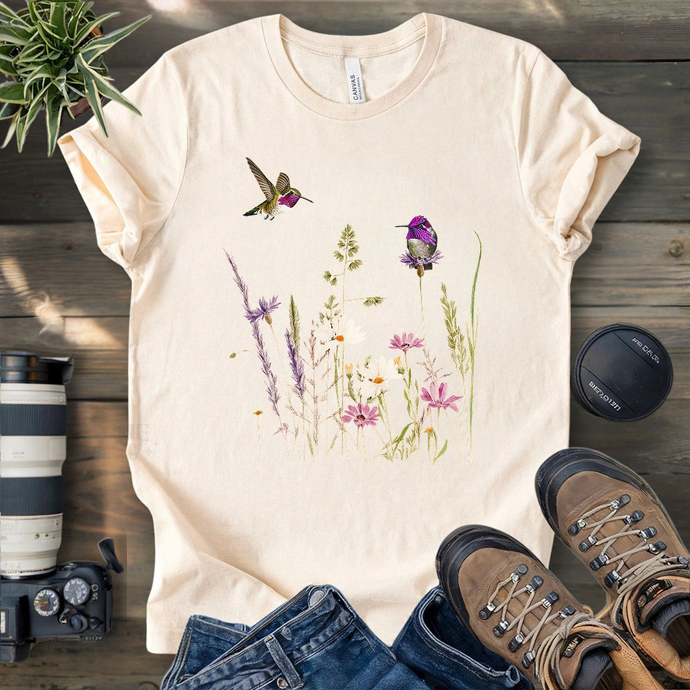 Hummingbirds And Wildflowers T-shirt