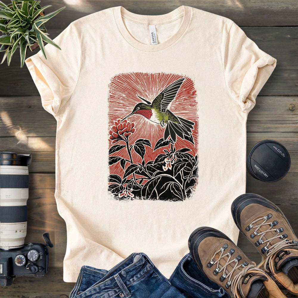 Linocut Hummingbird T-shirt