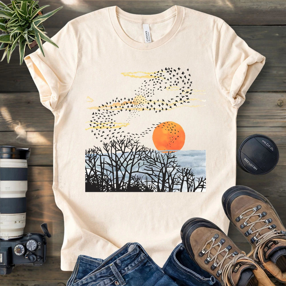 Sunset Starling Murmuration T-shirt
