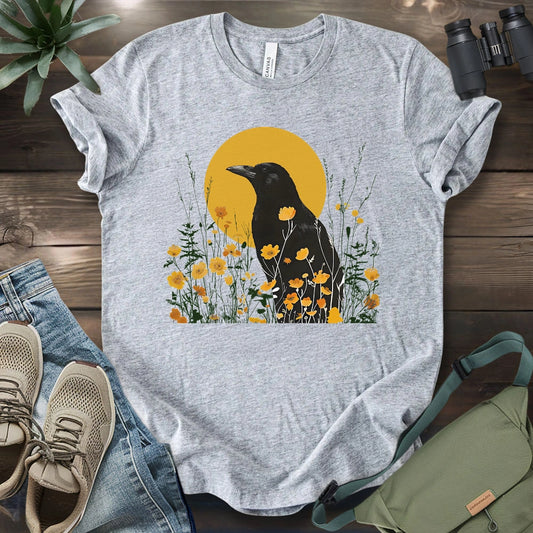 American Crow With Poppies T-shirt