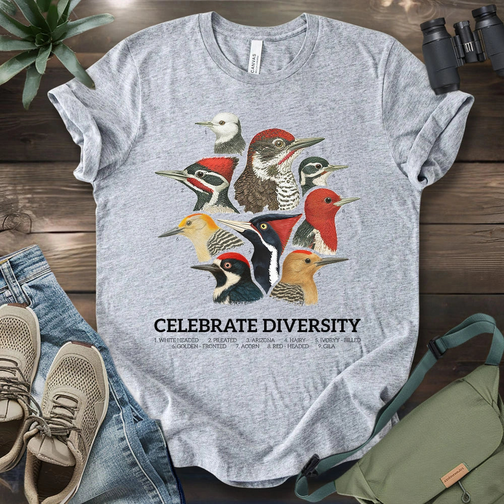 Celebrate Diversity Of Woodpeckers T-shirt