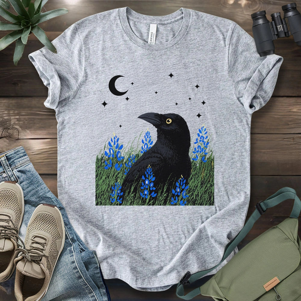 Crow On Bluebonnet Field T-shirt