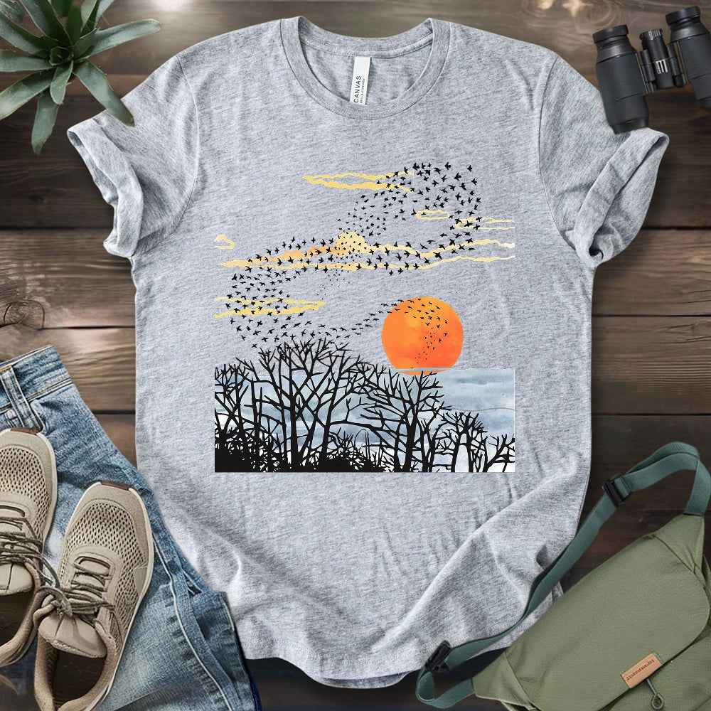 Sunset Starling Murmuration T-shirt