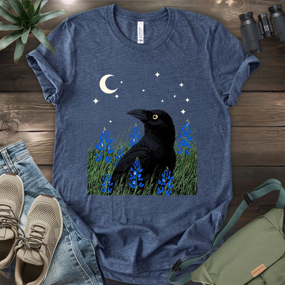 Crow On Bluebonnet Field T-shirt